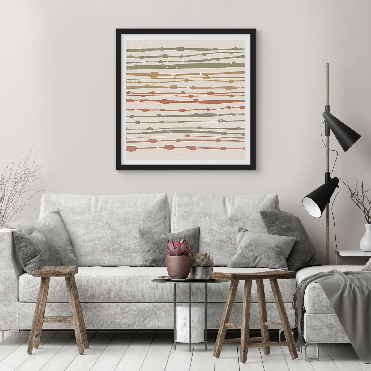 Plakát v černém rámu - Hudební záznam barev - 40x40 cm