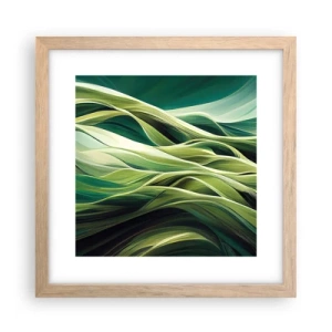 Plakát v rámu světlý dub - Abstraktní hra na zelenou - 30x30 cm