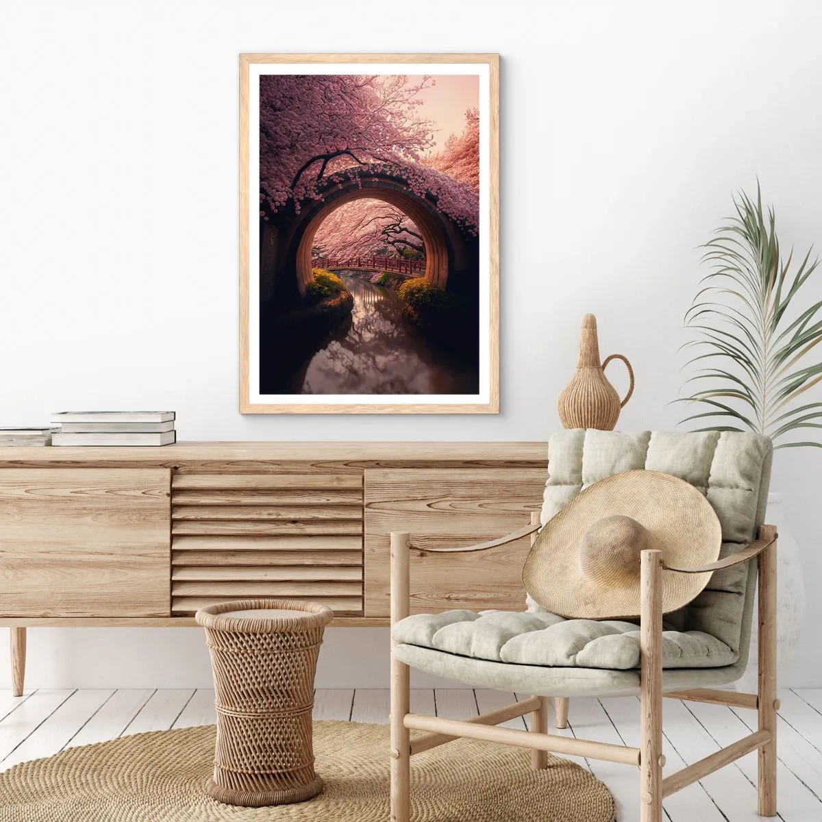 Plakát v rámu světlý dub - Japonské jaro - 30x40 cm