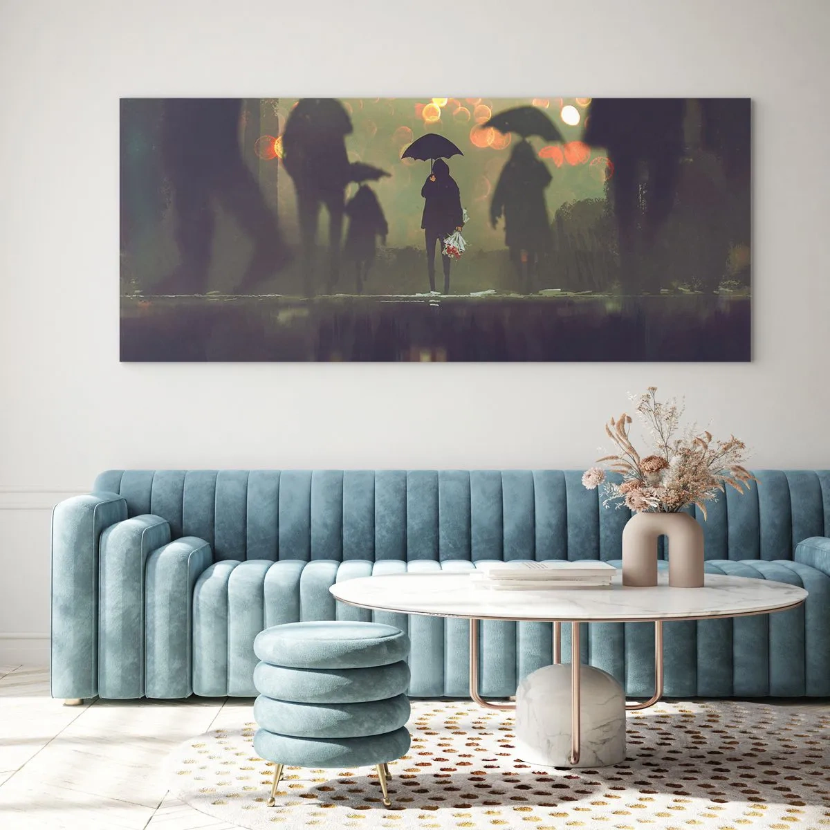 Obraz na skle - Z perspektivy kapky deště - 100x40 cm