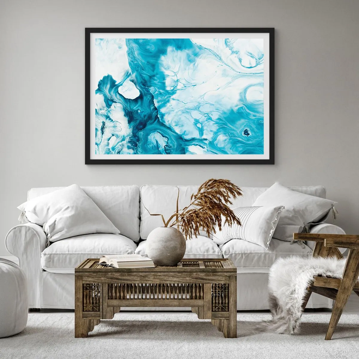 Plakát v černém rámu - Modrý koncert - 100x70 cm