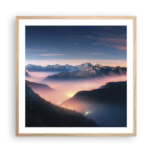 Plakát v rámu světlý dub - Světlo v údolích - 60x60 cm