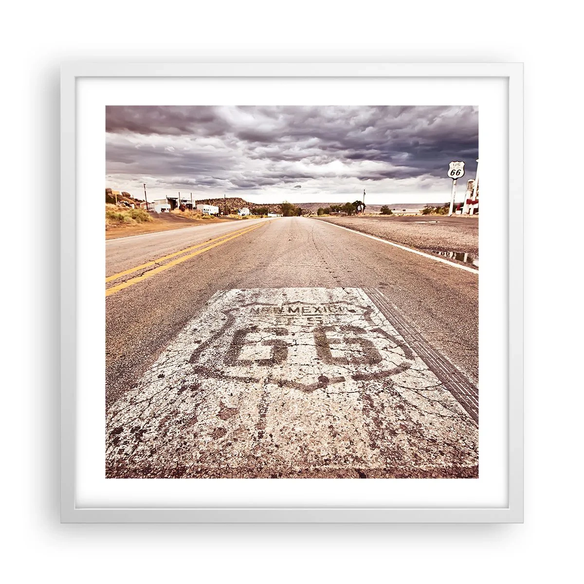 Plakát v bílém rámu - Mother Road - americká legenda - 50x50 cm