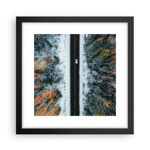 Plakát v černém rámu - Přes zimní les - 30x30 cm