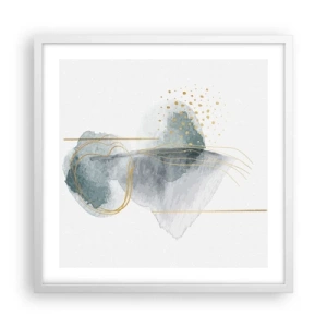 Plakát v bílém rámu - O vztahu mezi šedou a zlatou - 50x50 cm