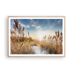 Plakát v rámu světlý dub - Severní pláž - 100x70 cm