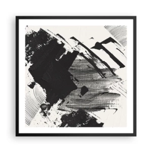Plakát v černém rámu - Abstrakce – exprese černé - 60x60 cm
