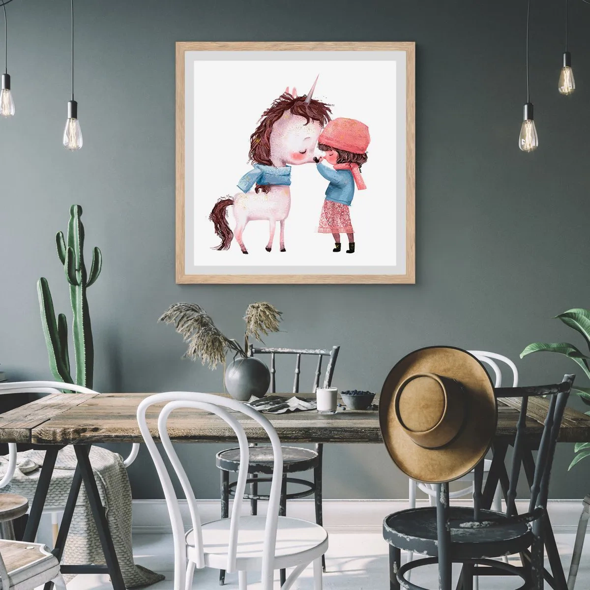 Plakát v rámu světlý dub - Zimní příběh - 30x30 cm