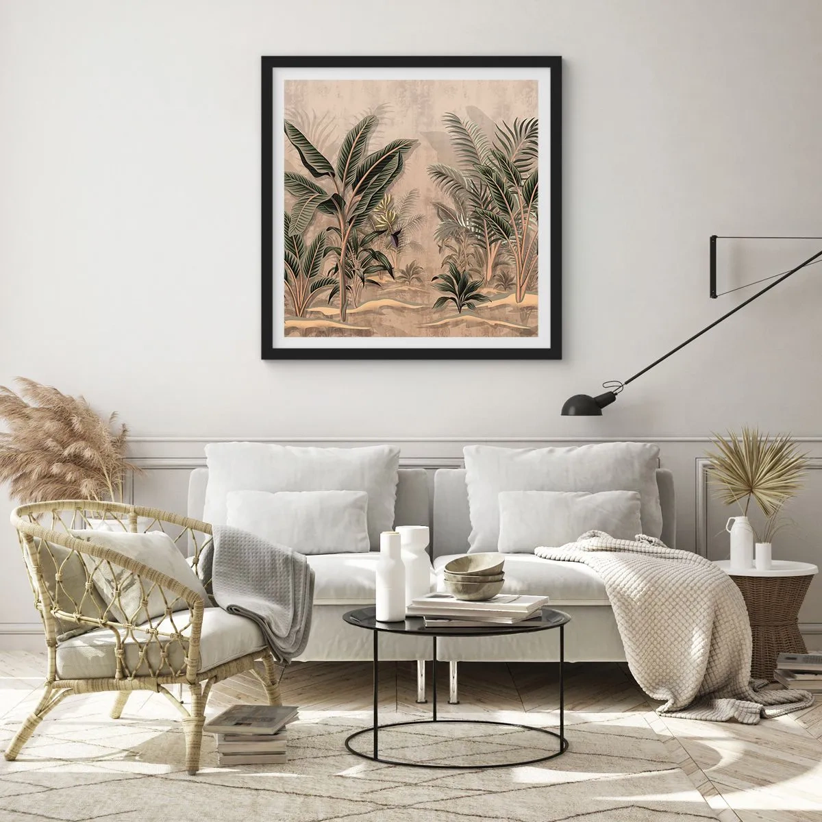 Plakát v černém rámu - Rytina v koloniálním stylu - 30x30 cm