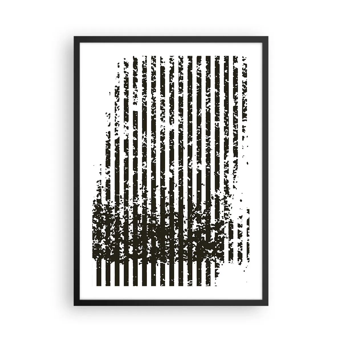 Plakát v černém rámu - Abstraktní vzor s čarami a texturou - 50x70cm - Rytmus a šum - Moderní nástěnná dekorace do obývacího pokoje a ložnice ARTTOR