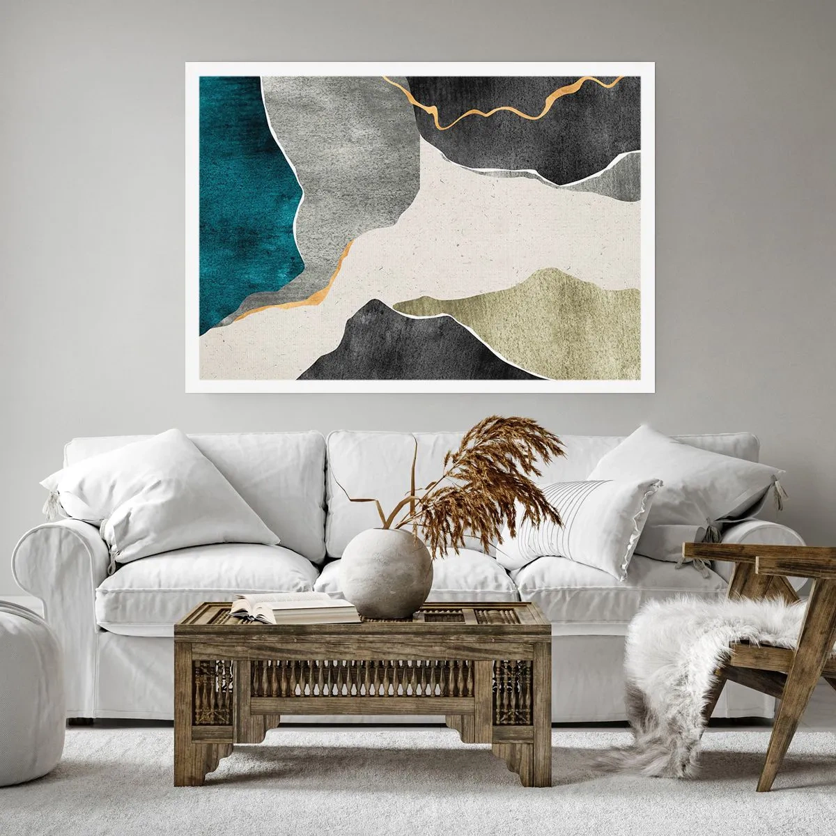 Plakát - Mozaiková kompozice se zlatou nití - 100x70 cm