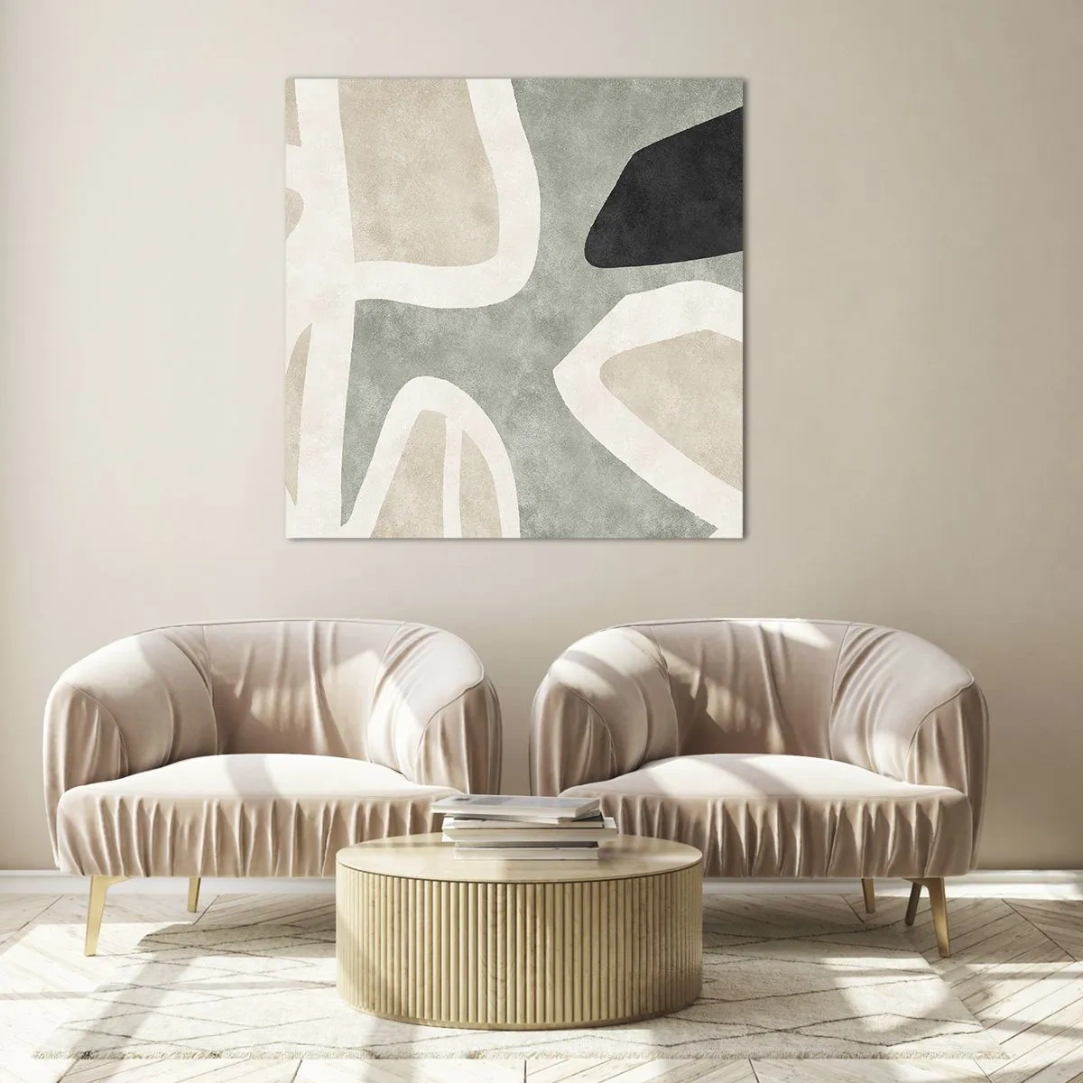 Obraz na skle - Kompozice s černým motivem - 30x30 cm