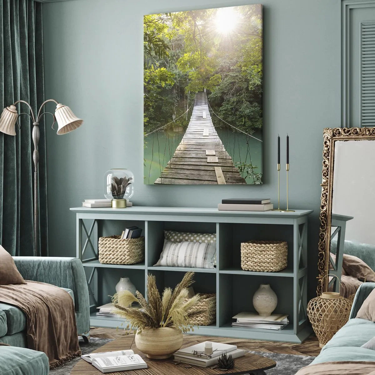 Obraz na plátně - Nad azurovou vodou do azurového lesa - 80x120 cm