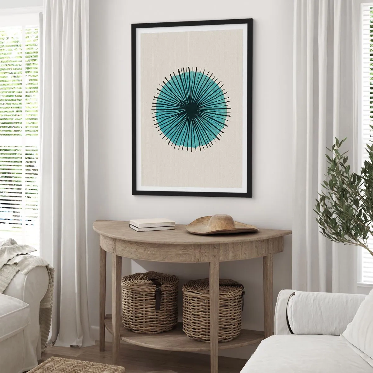 Plakát v černém rámu - Zářící modrá - 70x100 cm