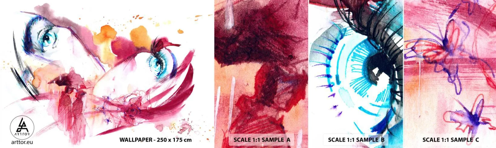 Vzor Fototapety Samolepicí Deluxe Sticker - V blízkosti svět rozkvétá - Abstrakce, ženská tvář, Ženské oči - 100x30 cm