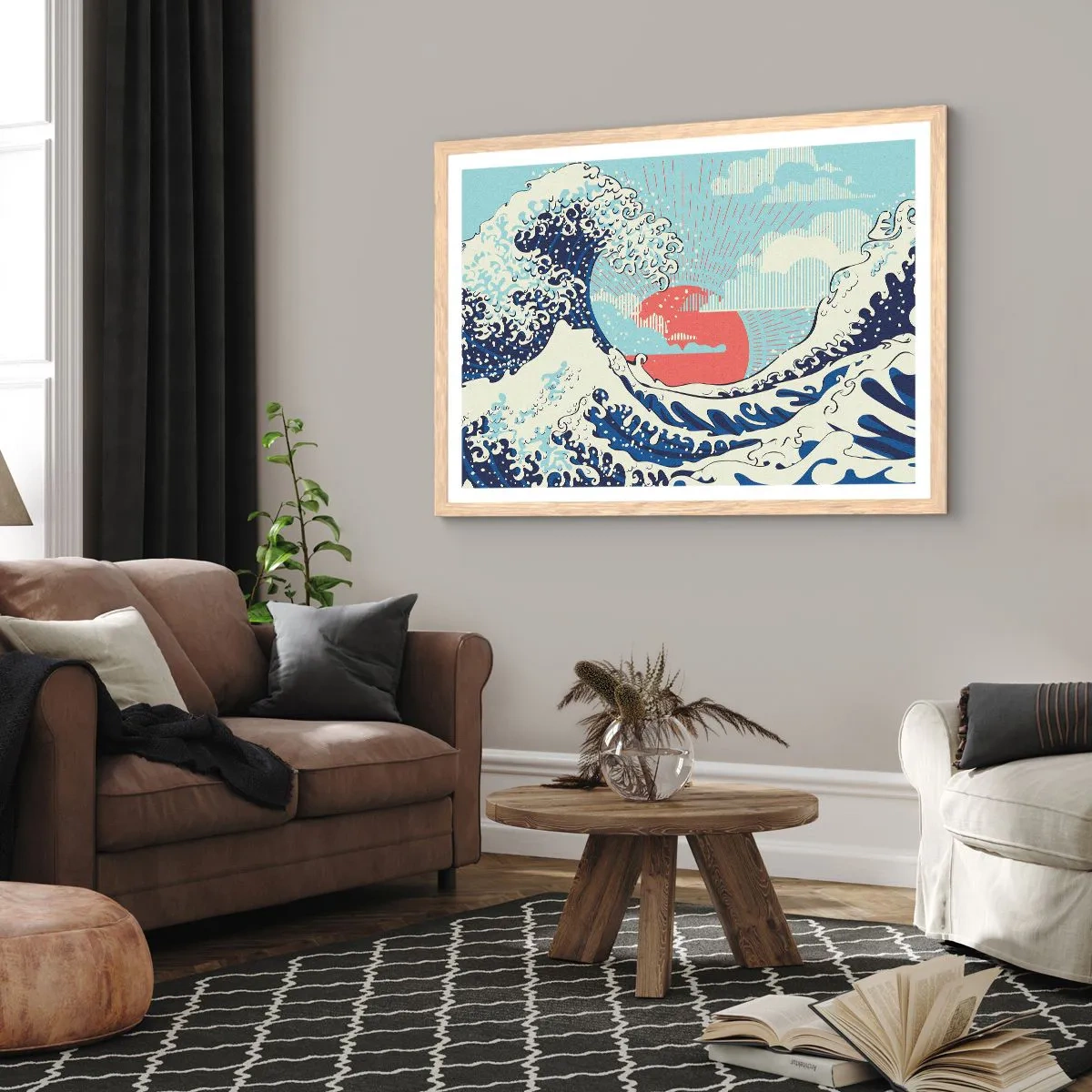 Plakát v rámu světlý dub - Z japonských inspirací - 50x40 cm