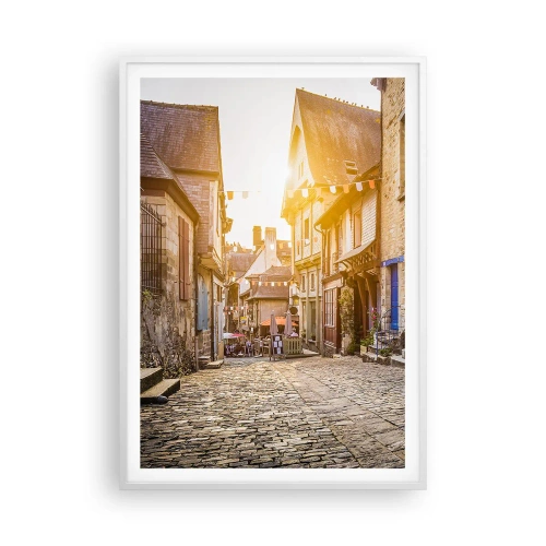 Plakát v bílém rámu - Bílý duch městečka - 70x100 cm