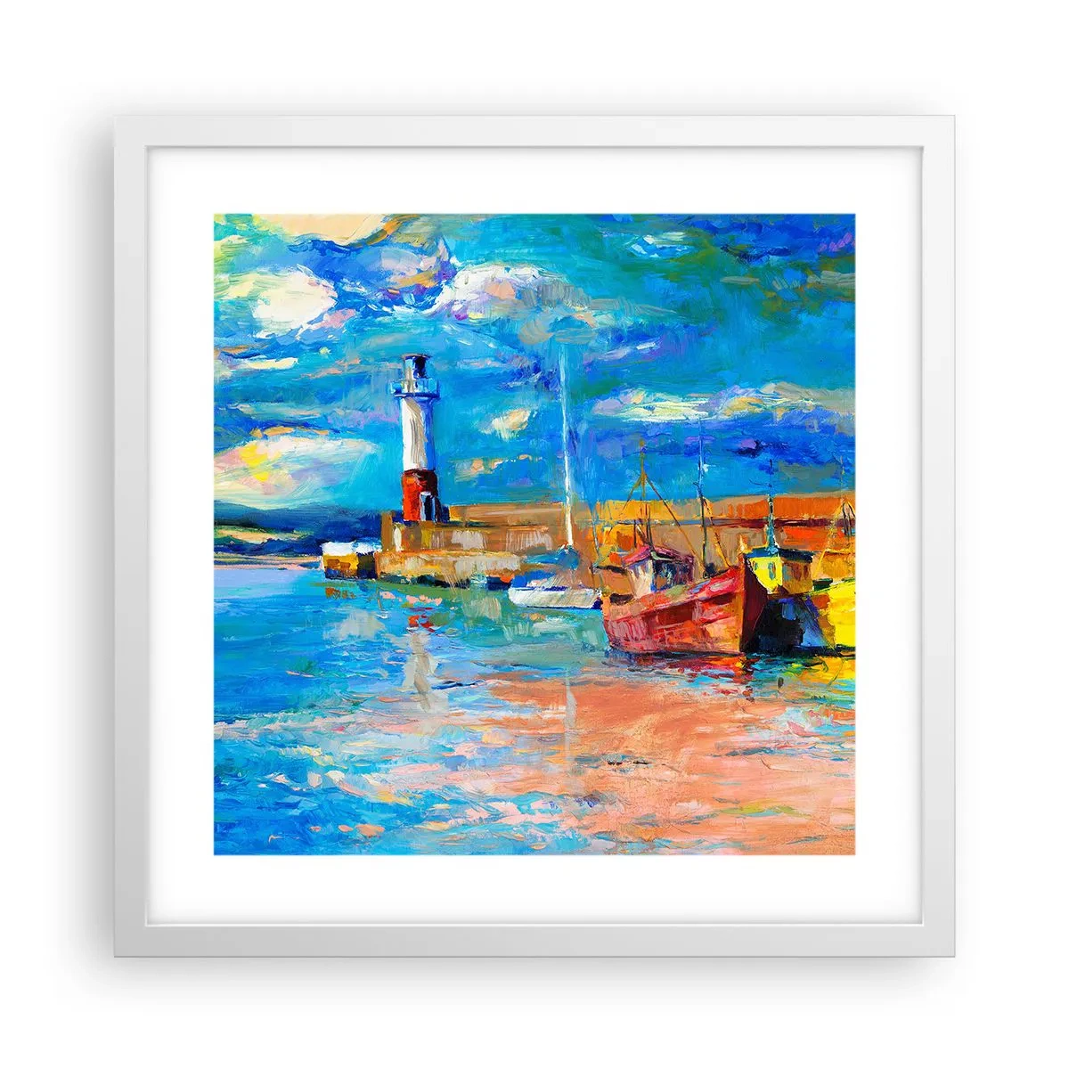 Plakát v bílém rámu - Odpoledne v duhové zátoce - 40x40 cm