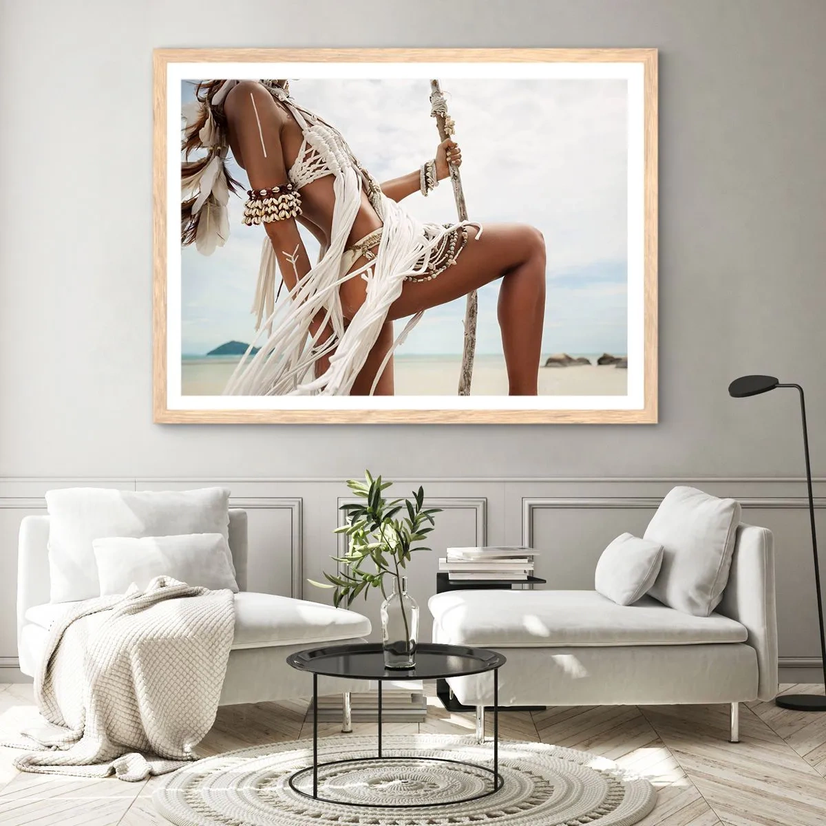 Plakát v rámu světlý dub - Kněžka slunce - 91x61 cm