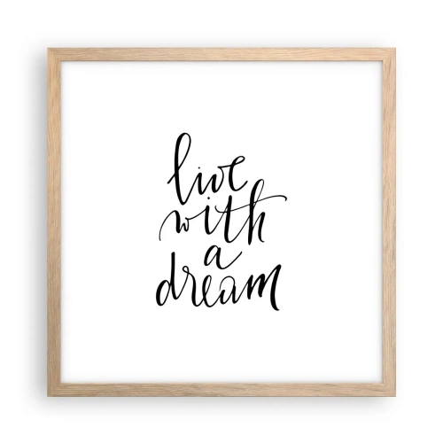Plakát v rámu světlý dub - Of course - 40x40 cm