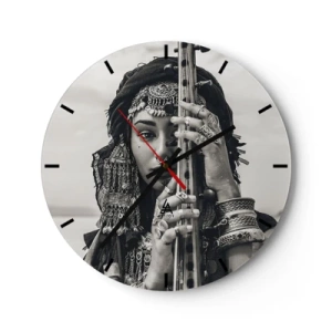 Nástěnné hodiny - Dva ptáci hnízdící pohromadě na větvi na růžovém pozadí - 30x30cm - Samotná hudba orientu - Moderní nástěnná dekorace do obývacího pokoje, kuchyně a ložnice ARTTOR