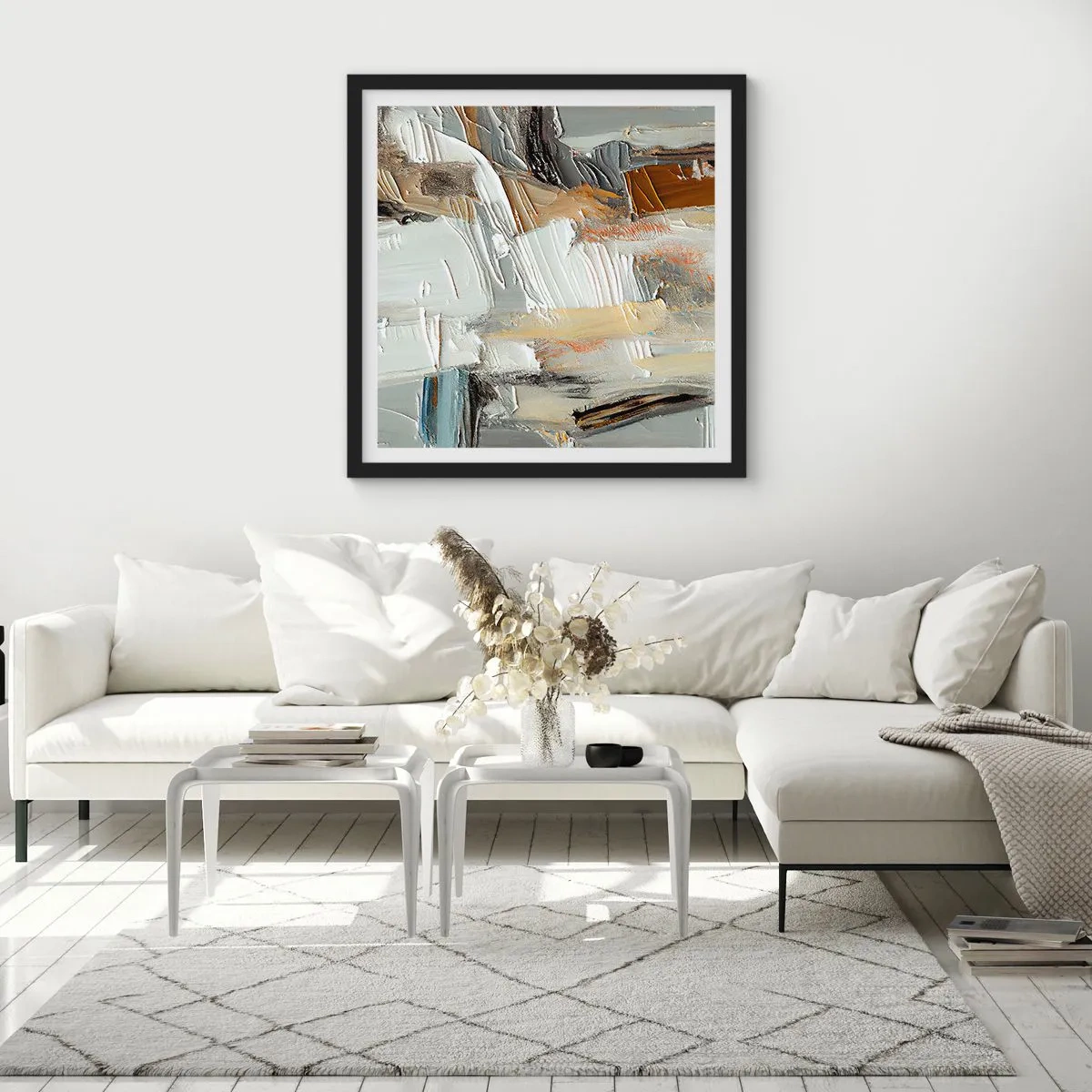 Plakát v černém rámu - Barevné nahromadění - 60x60 cm