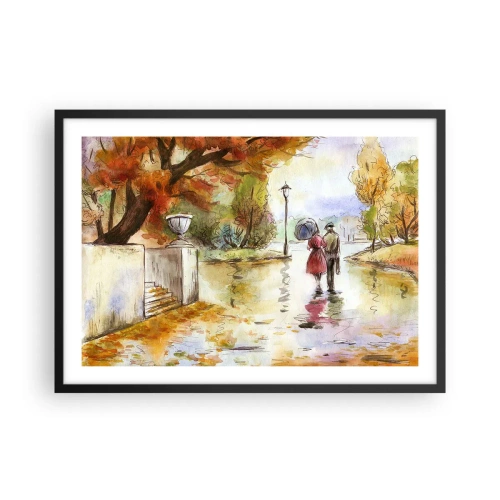 Plakát v černém rámu - Romantický podzim v parku - 70x50 cm