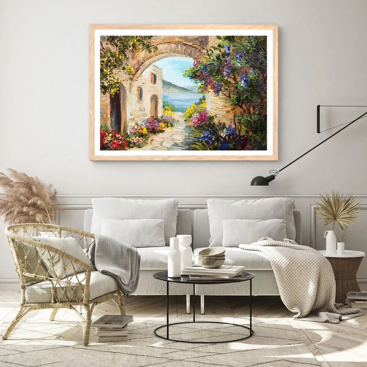 Plakát v rámu světlý dub - Půvab pobřežní krajiny - 100x70 cm