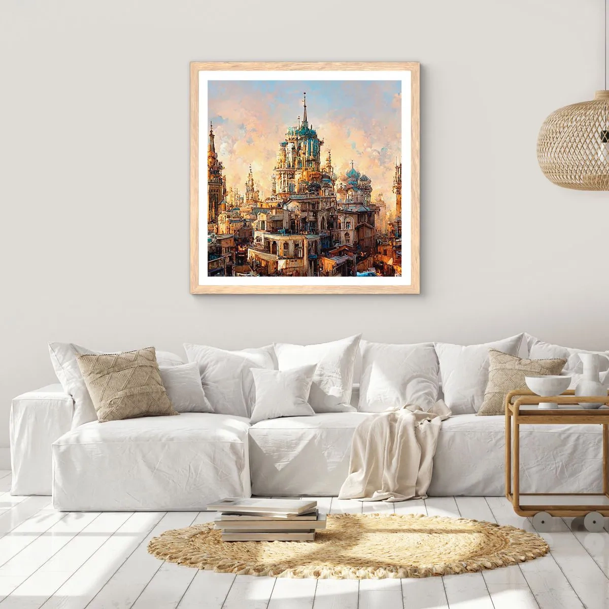 Plakát v rámu světlý dub - Město měst - 30x30 cm