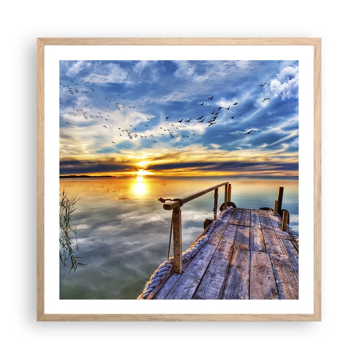 Plakát v rámu světlý dub - Vítr jde odpočívat - 60x60 cm