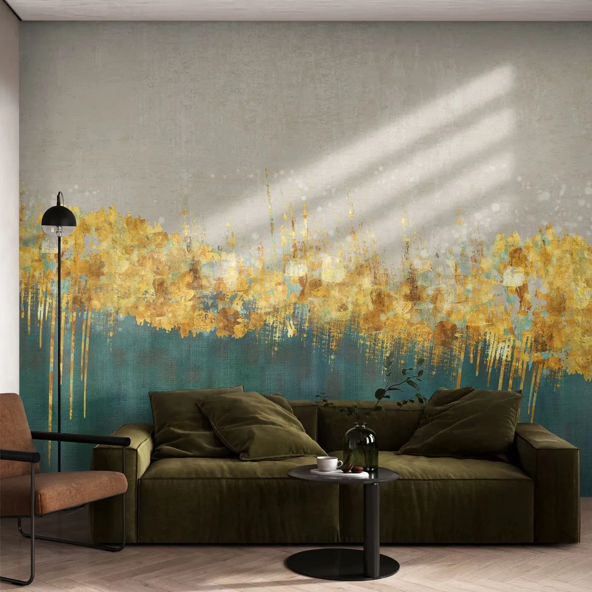 Fototapeta Premium Sand - Zlatá hranice - Art Deco, Kus, Pastel - 250x175 cm