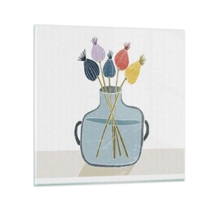 Obraz na skle - Makové květy - 70x70 cm