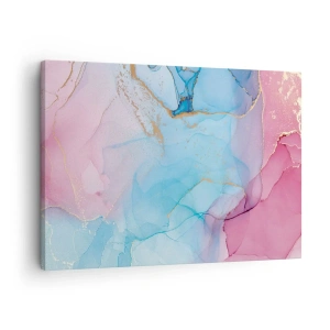 Obraz na plátně - Abstraktní pastelové vzory se zlatými akcenty - 70x50cm - Setkávání a prolínání - Moderní nástěnná dekorace do obývacího pokoje a ložnice ARTTOR