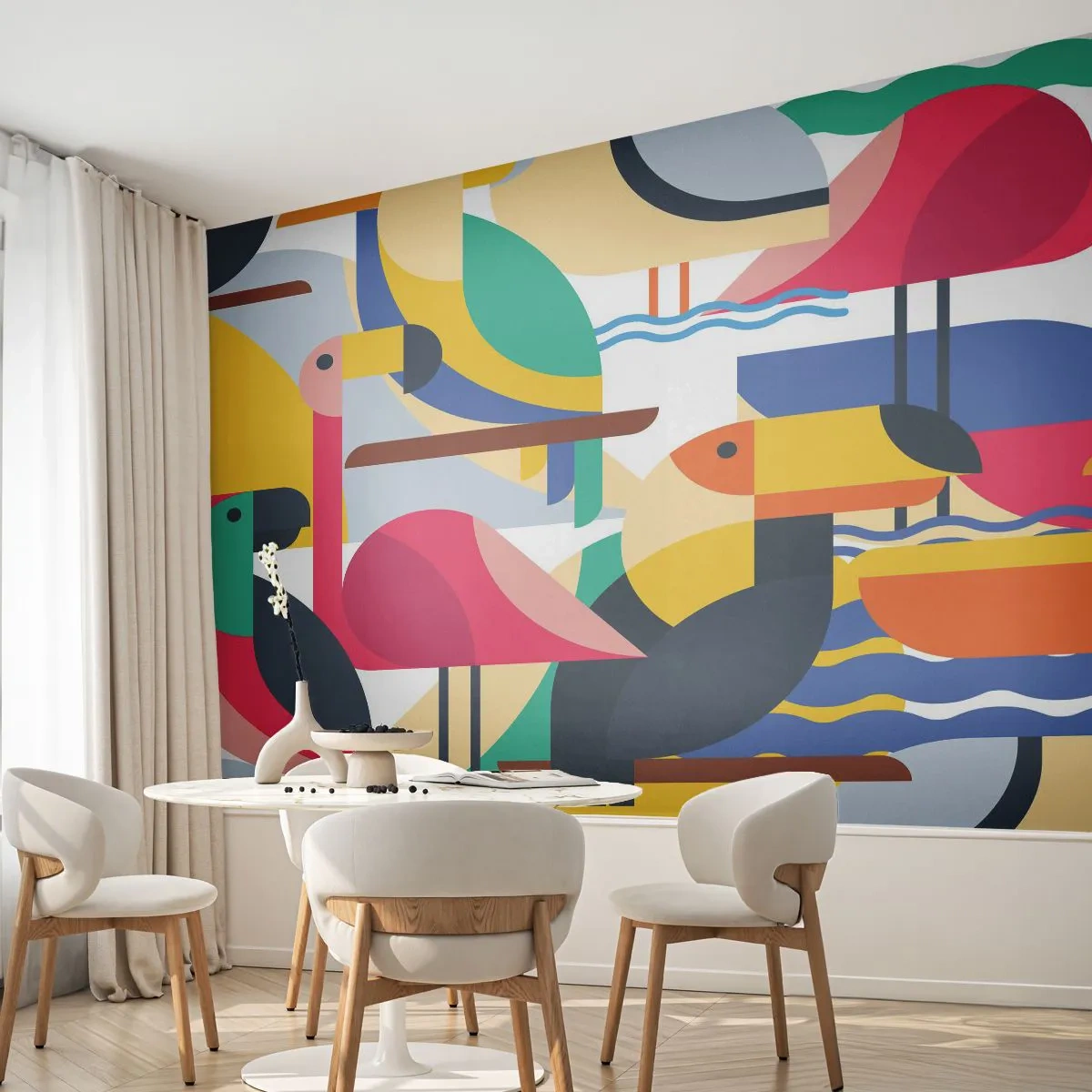 Fototapeta Samolepicí Deluxe Sticker - Ptačí párty - Abstrakce, Pelikán, Kus - 250x175 cm