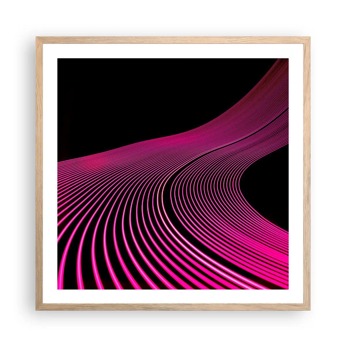 Plakát v rámu světlý dub - Alej světla - 60x60 cm