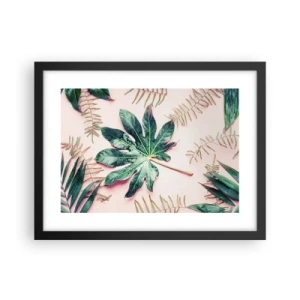 Plakát v černém rámu - Studie zelené na růžovém pozadí - 40x30 cm