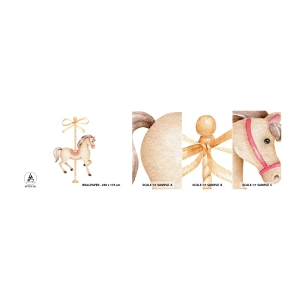 Vzor Fototapety Samolepicí Deluxe Sticker - Elegantním klusem - Kůň, Kolotoč, Dívčí - 100x30 cm