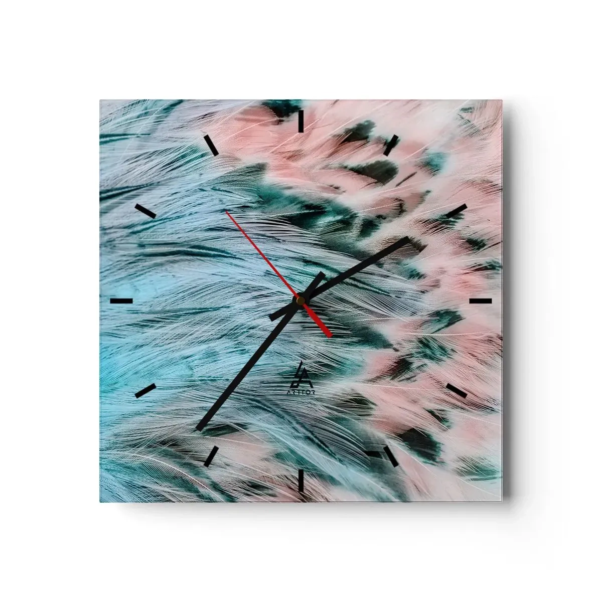 Nástěnné hodiny - Safírově růžové chmýří - 30x30 cm