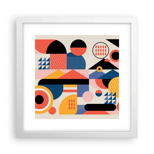 Plakát v bílém rámu - Kompozice: pojďme si hrát - 30x30 cm