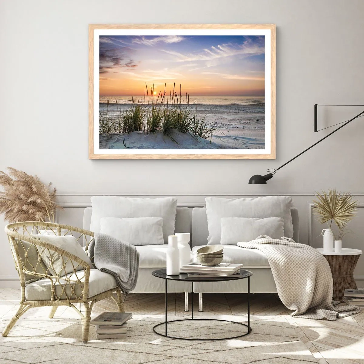 Plakát v rámu světlý dub - Podívej se, představ si a pociť - 70x50 cm