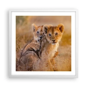 Plakát v bílém rámu - Nevyrušovat! Hrajme si - 50x50 cm