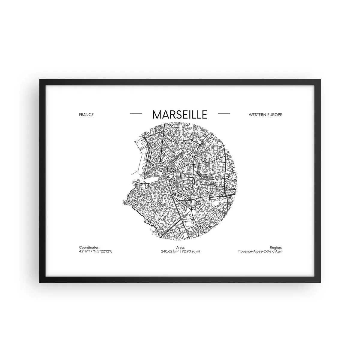 Plakát v černém rámu - Anatomie Marseille - 70x50 cm