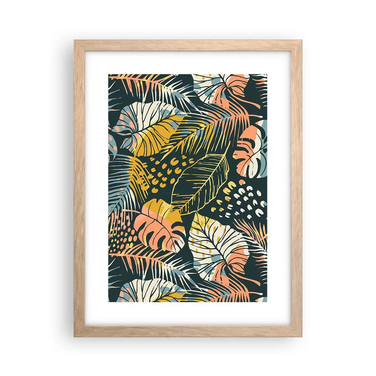 Plakát v rámu světlý dub - Listová fantazie - 30x40 cm