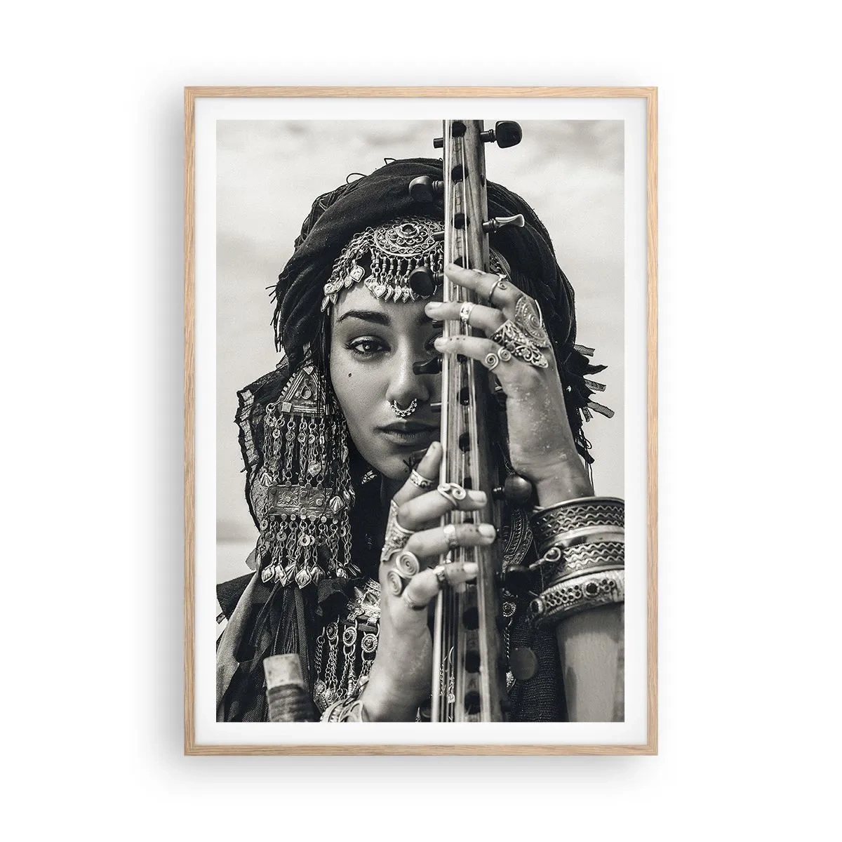 Plakát v rámu světlý dub - Samotná hudba orientu - 70x100 cm