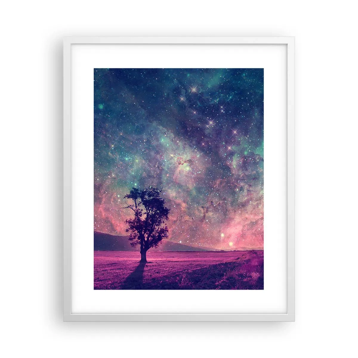Plakát v bílém rámu - Pod magickou oblohou - 40x50 cm