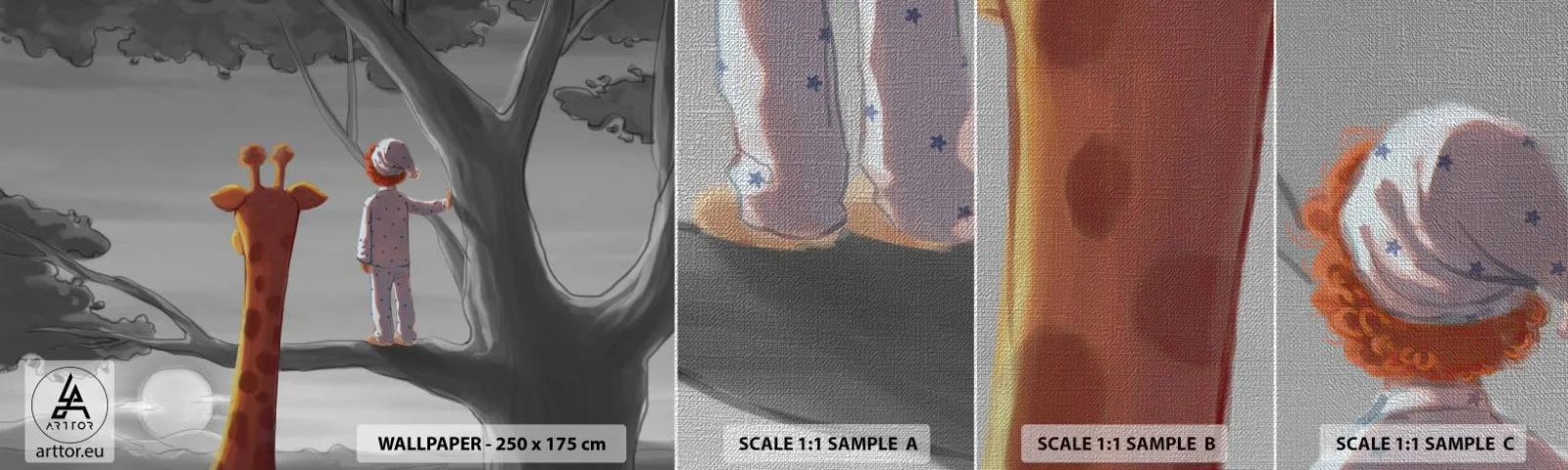 Vzor Fototapety Premium Canvas - Fakt se to děje - Žirafa, Dětské, Sen - 100x30 cm