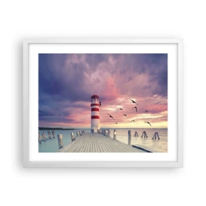 Plakát v bílém rámu - Čas jít do přístavu - 50x40 cm