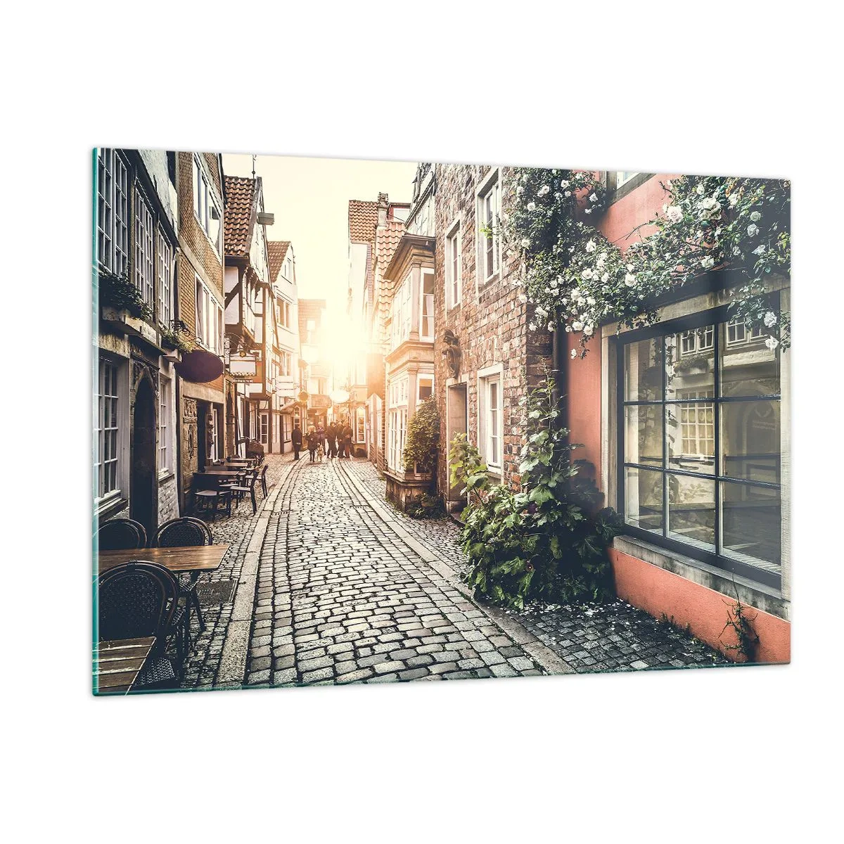 Obraz na skle - Růžová ulička v růžové září - 120x80 cm