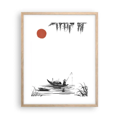 Plakát v rámu světlý dub - Asijské odpoledne - 40x50 cm