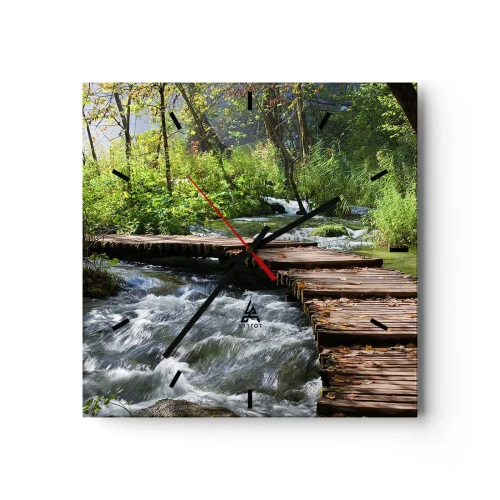 Nástěnné hodiny - U zpěněného vodopádu - 30x30 cm